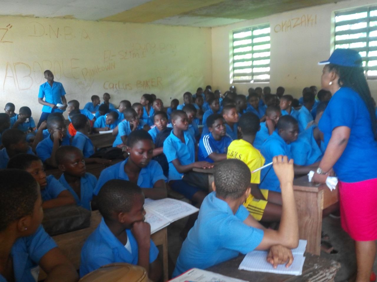 Classroom session in blue uniforms